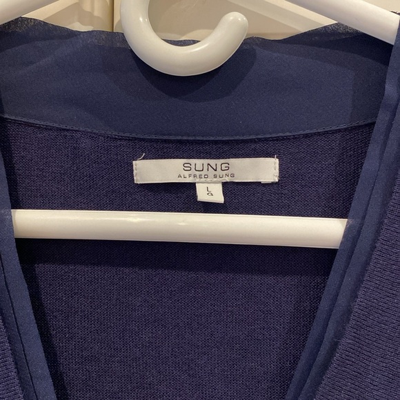 Alfred Sung cardigan sweater, long sleeve, buttons, pockets, grapeseed, large - Picture 4 of 11